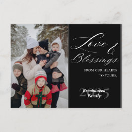 Cartão Postal De Festividades Custom 1 Photo Luxurious Script Family Name Year