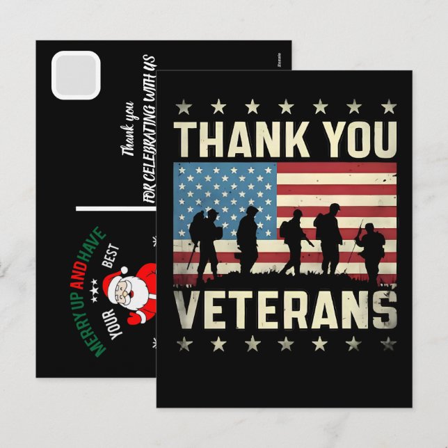 Cartão Postal De Festividades Custom Happy Veterans Day! Thank You Cards 2025 (Frente/Verso)