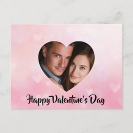 Cartão Postal De Festividades Custom Valentine’s Day Heart-Shaped Photo Card