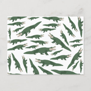 Cartão Postal De Festividades Cute Alligator Crocodile Pattern