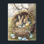 Cartão Postal De Festividades Cute Bunny Easter Eggs<br><div class="desc">Cute bunny and Easter eggs.  A delightful way to send Happy Easter wishes to loved ones.</div>