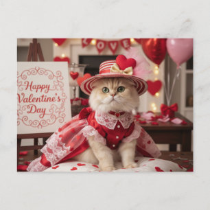 Cartão Postal De Festividades Cute Cat Cumprimentos Dia dos Namorados