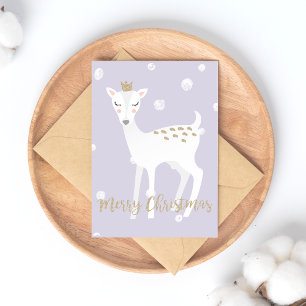 Cartão Postal De Festividades Cute Deer - Cartão-postal de Natal Lilac