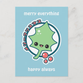 Cartão Postal De Festividades Cute Holly Leaf