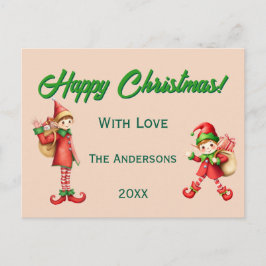 Cartão Postal De Festividades Cute Little Elves - Natal Personalizado