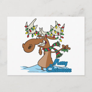 Cartão Postal De Festividades cute merry chrismoose silly christmas moose