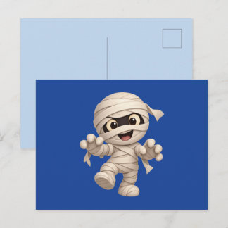 Cartão Postal De Festividades Cute Mummy Halloween Cartoon Illustration
