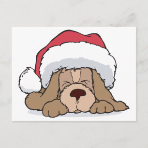 Cartão Postal De Festividades cute puppy in santa hat
