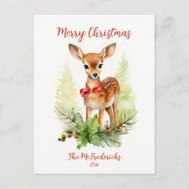 Cartão Postal De Festividades Cute Reindeer Vintage Christmas Postcard