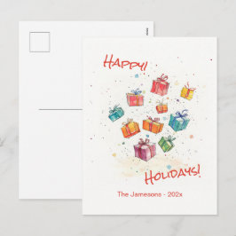 Cartão Postal De Festividades Cute Retro Happy Holidays Postcard