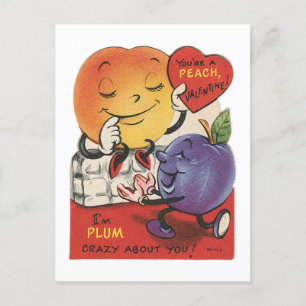 Cartão Postal De Festividades Cute retrô vintage fruta Dia dos Namorados