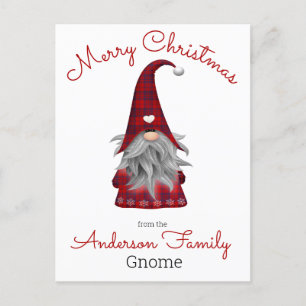 Cartão Postal De Festividades Cute Rustic Personalized Christmas Gnome Elf