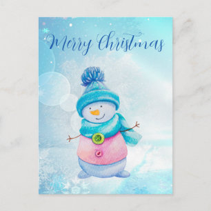 Cartão Postal De Festividades Cute Snowman