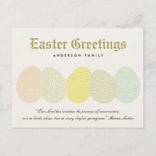 CARTÃO POSTAL DE FESTIVIDADES CUTE SOFT SUBTLE PASTEL EASTER EGGS PERSONALIZED