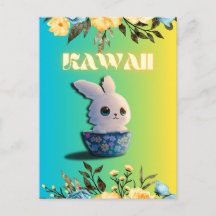 cute spring rabbit with flowers for easter