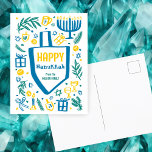 Cartão Postal De Festividades Cute Whimsic Dreidel Menorah CUSTOM HANUKKAH<br><div class="desc">Cartão bonito perfeito para um cartão de feriado divertido! Mão fez arte para você! TOTALMENTE PERSONALIZÁVEL! Clique em "Personalizar" acima para editar o texto. Clique em "editar usando a ferramenta design" para ajustar as fontes, cores e posicionamentos. (verifique meu compro para designs alternativos também) Este é um cartão postal, verifique...</div>