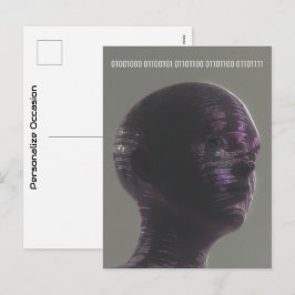 Cartão Postal De Festividades Cyber Skull Binary Hello Future Technology Design 