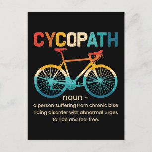 Cartão Postal De Festividades Cycopath Funny Cycling para Ciclistas e Bikers