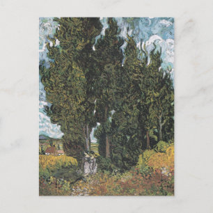 Cartão Postal De Festividades Cypress Trees por Van Gogh