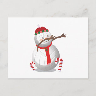 Cartão Postal De Festividades Dabbing Snowman Voleibol Felny Dab