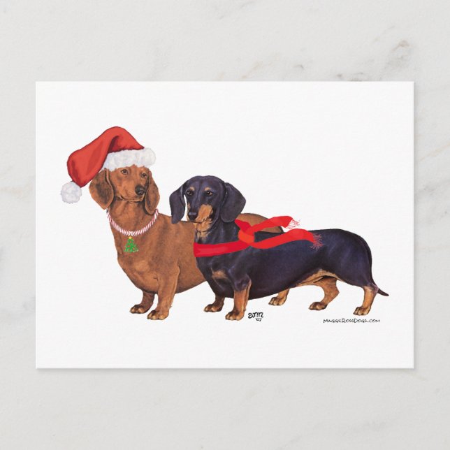 Cartão Postal De Festividades Dachshances Natal (Frente)