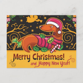 Cartão Postal De Festividades Dachshund Christmas