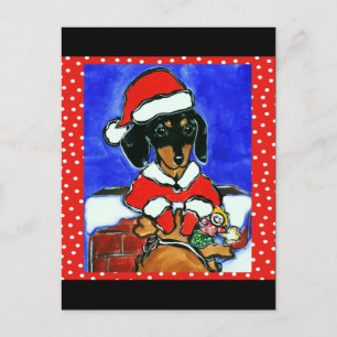 Cartão Postal De Festividades Dachshund de Natal