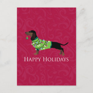 Cartão Postal De Festividades Dachshund Happy Holidays Design