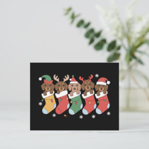 Cartão Postal De Festividades Dachshund Mãe Cachorro de Natal Presente Ano Novo