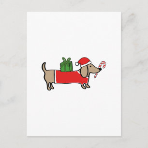 Cartão Postal De Festividades Dachshund Natal