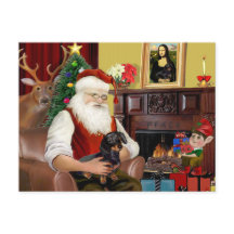 Dachshund preto / marrom de Papai Noel (#16)