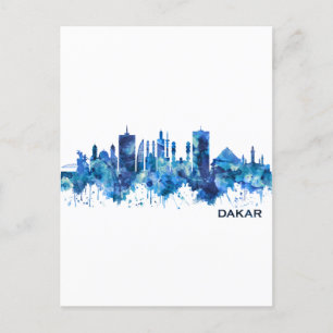 Cartão Postal De Festividades Dakar Senegal Skyline Blue
