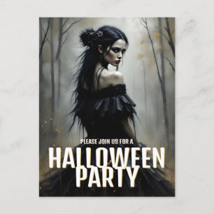 Cartão Postal De Festividades Dama Mística na Floresta Escura do Halloween - Con