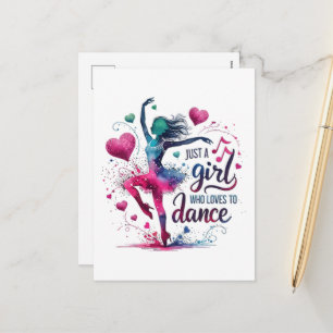 Cartão Postal De Festividades Dança Retrô Apenas Uma Garota Que Ama Dançar