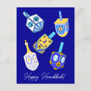 Cartão Postal De Festividades Dançando Dreidels Hanukkah