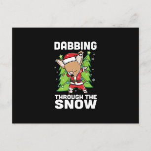 Cartão Postal De Festividades Dando uma "Dab" na Neve Cachorro Chihuahua Natal