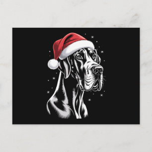 Cartão Postal De Festividades Dane Grande Chapéu de Papai Noel Preto Branco Nata