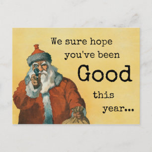 Cartão Postal De Festividades Dark Humor Christmas Card Santa