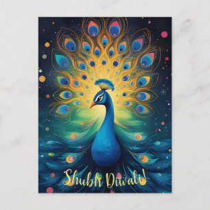 Cartão Postal De Festividades Dazzling Diwali Delight: A 🦚 Feliz