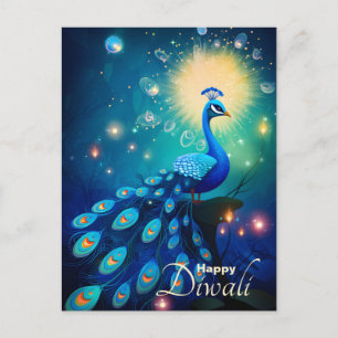 Cartão Postal De Festividades Dazzling Diwali Delight: O verdadeiro 🦚 Peacock