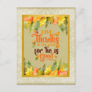 Cartão Postal De Festividades Dê Obrigados ao senhor, pois ele é bom