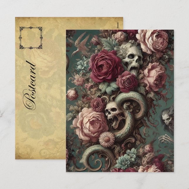 Cartão Postal De Festividades De Osso e Vinha - Vitoriano Gótico (Frente/Verso)