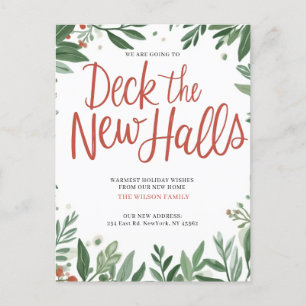 Cartão Postal De Festividades Deck The Halls Novo Endereço em Movimento