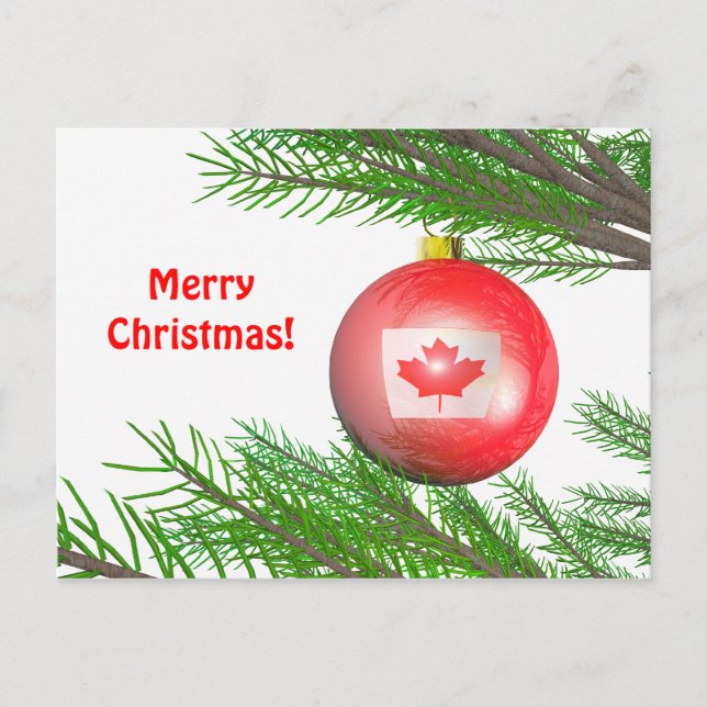 Cartão Postal De Festividades Decoração de Árvore de Natal Canadense (Frente)