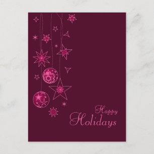 Cartão Postal De Festividades Decorações de Natal Rosa Elegante rico