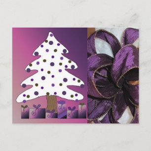 Cartão Postal De Festividades Decorações de Natal Roxo