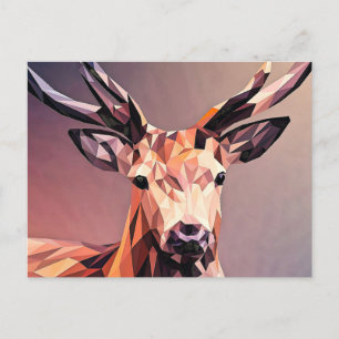 Cartão Postal De Festividades Deer Small Poly Art Design-54655