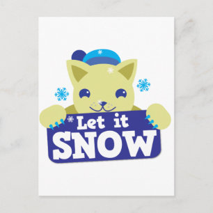 Cartão Postal De Festividades DEIXE-A NEVAR gatinho bonito