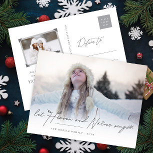 Cartão Postal De Festividades Deixe Céu e Natureza Cantar Foto de Natal Religio