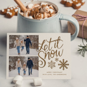 Cartão Postal De Festividades Deixe Nevar Cartão de Foto de Natal Férias 2